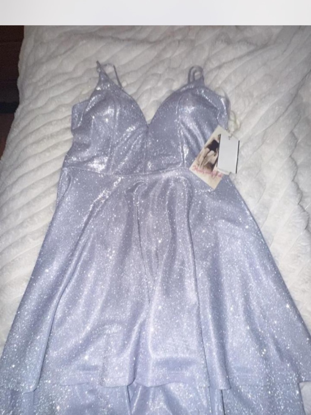 Sparkling Lilac Prom Dress with Spaghetti Straps